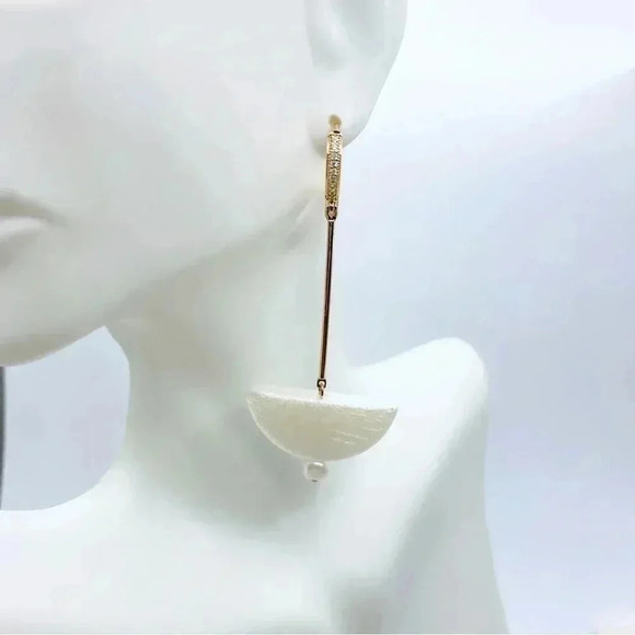 Long Drop Pearl Earrings - Picture 2 of 3